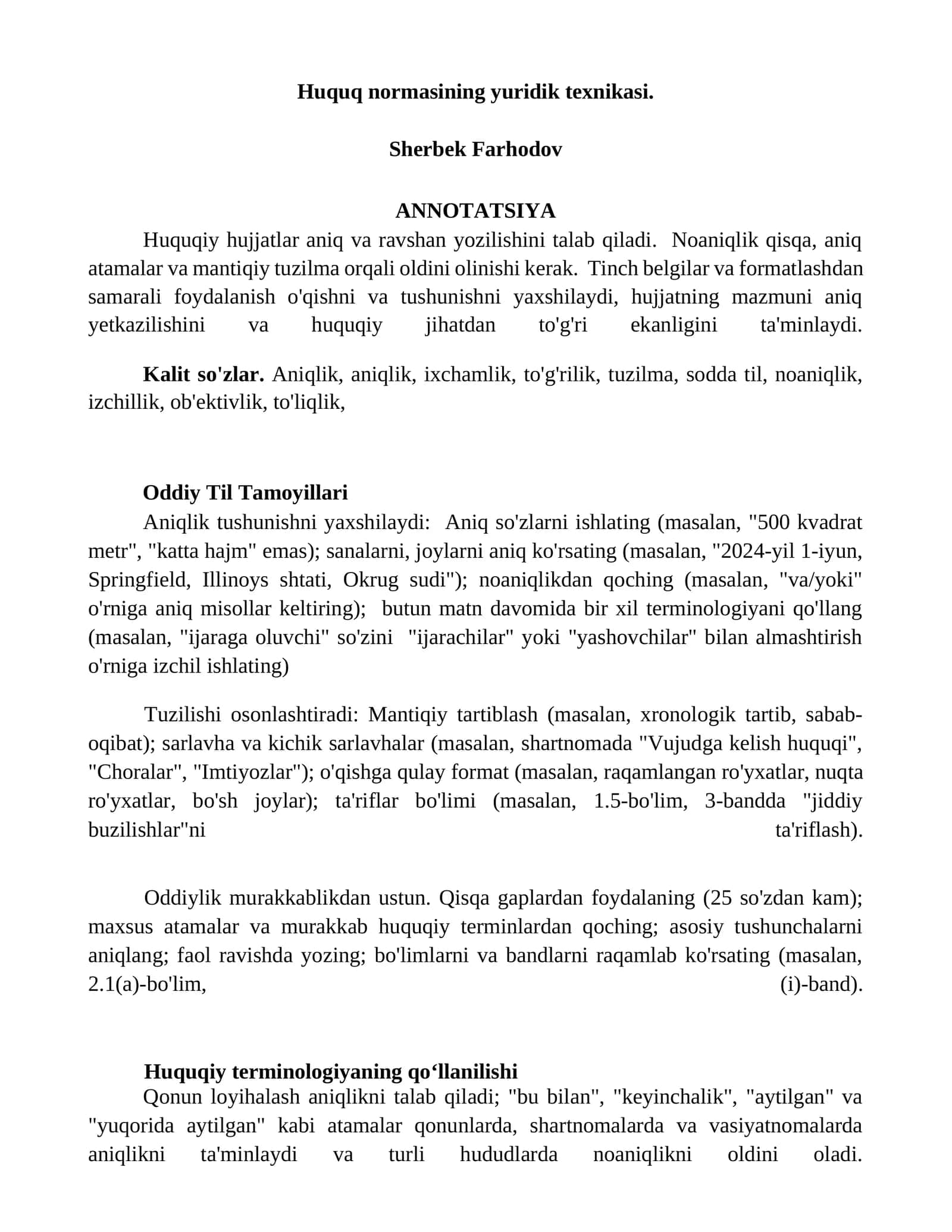 Huquq normasining yuridik texnikasi 1