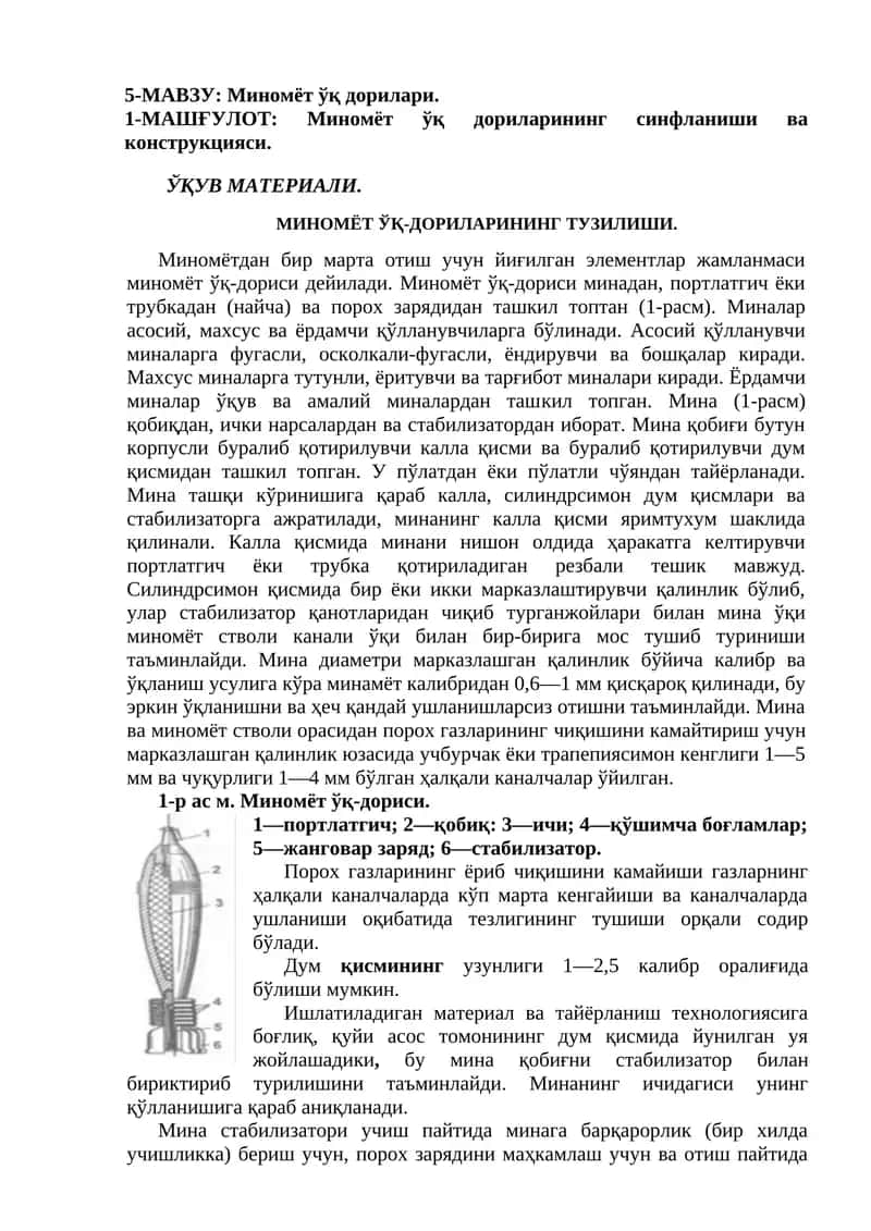 Миномёт ўқ дорилари 1