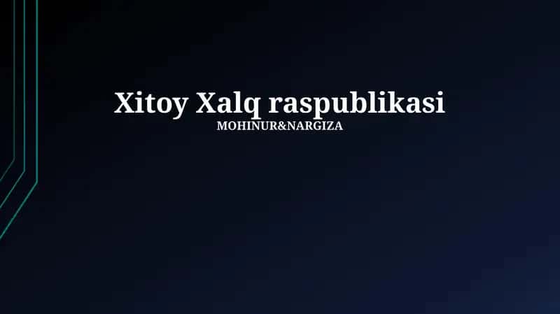Xitoy Xalq Respublikasi: Tarix va Rivojlanish 1