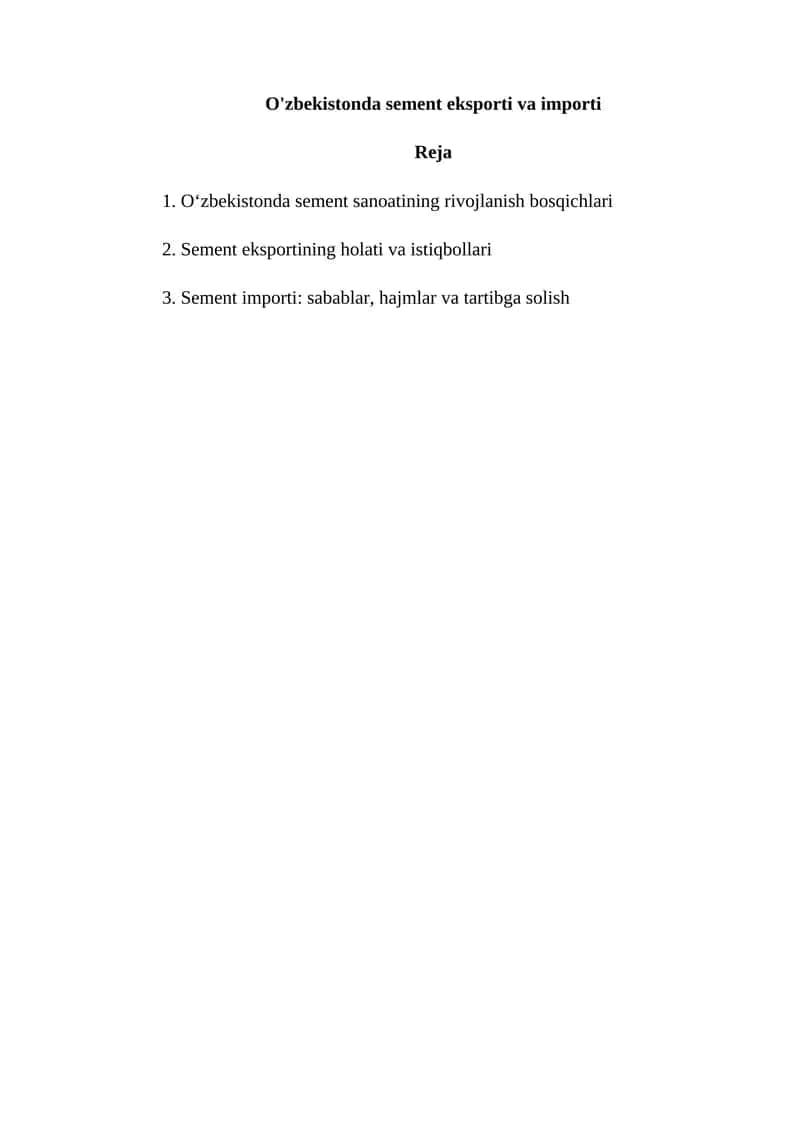 O'zbekistonda sement eksporti va importi 1