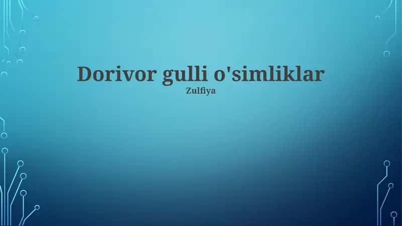 Dorivor gulli o'simliklar 1