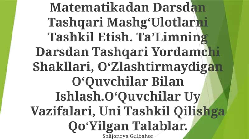 Dars Mazmuni, Texnologik Xaritalar Tuzish 1
