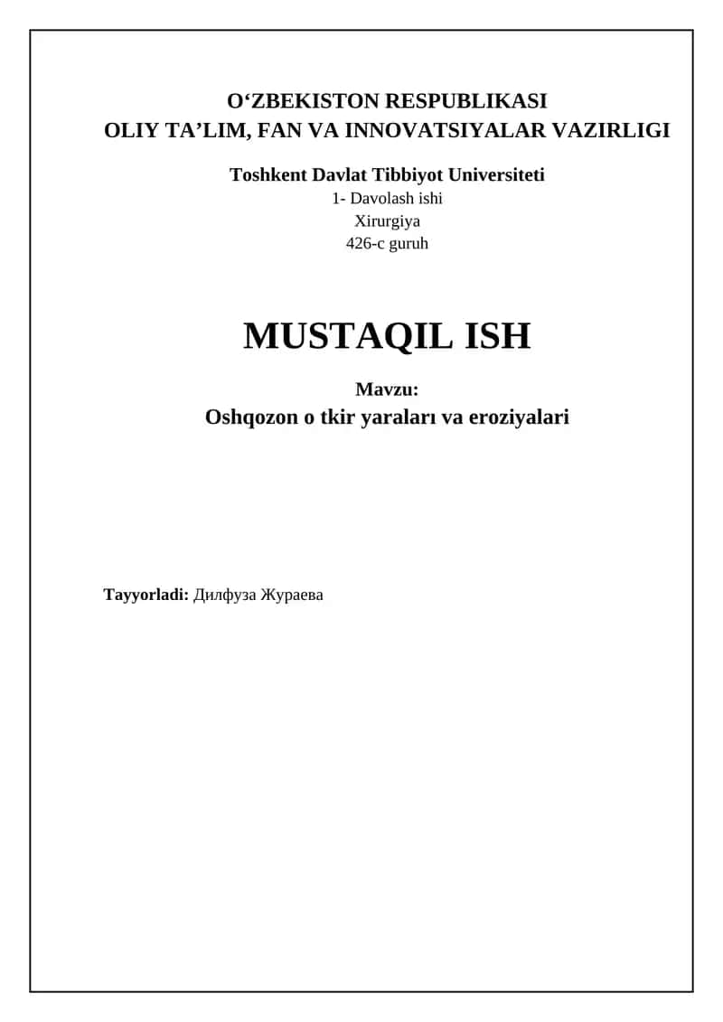 Oshqozon o tkir yaraları va eroziyalari 1
