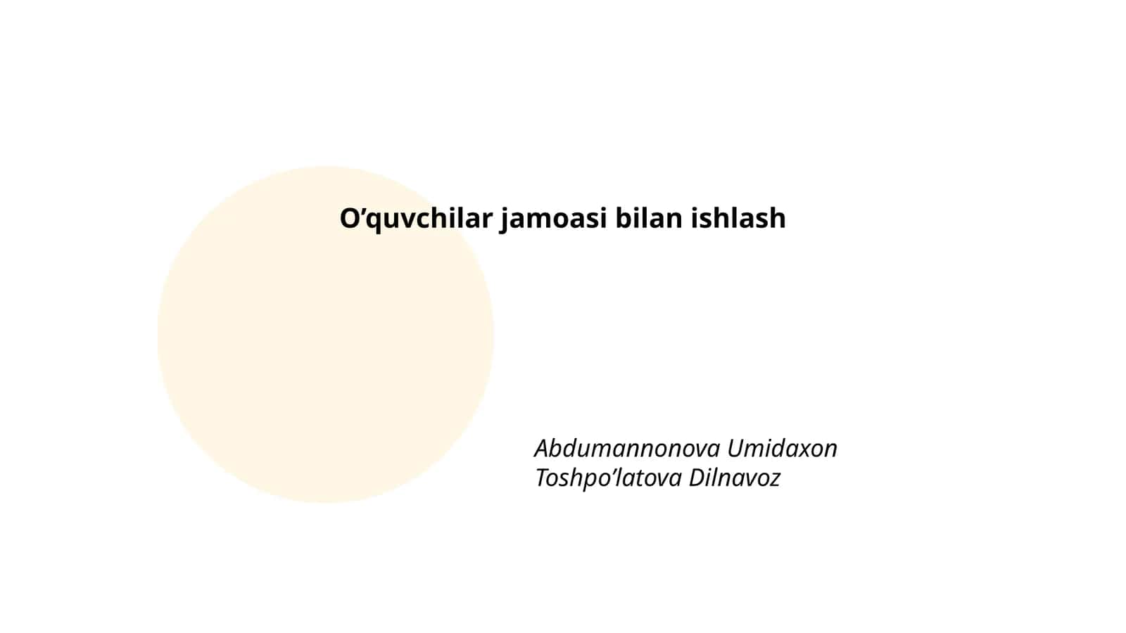 O’quvchilar jamoasi bilan ishlash 1