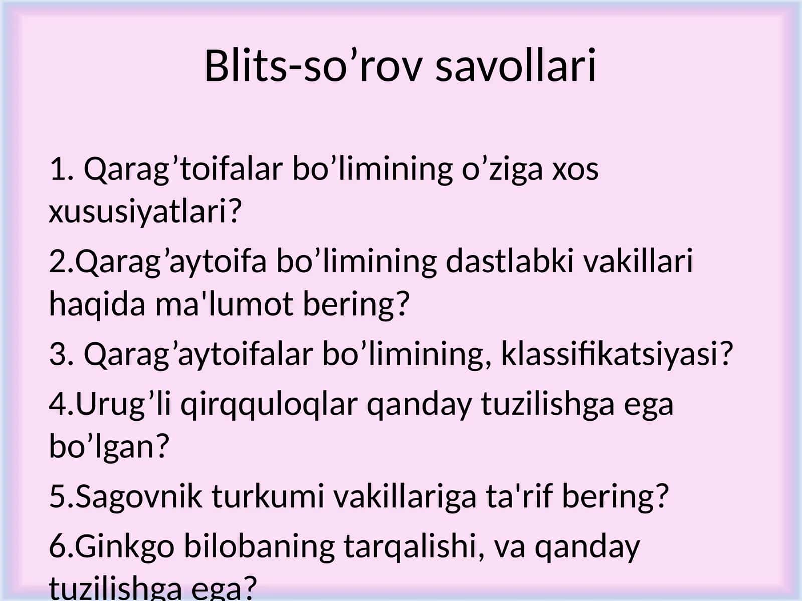 Blits-so’rov savollari 1