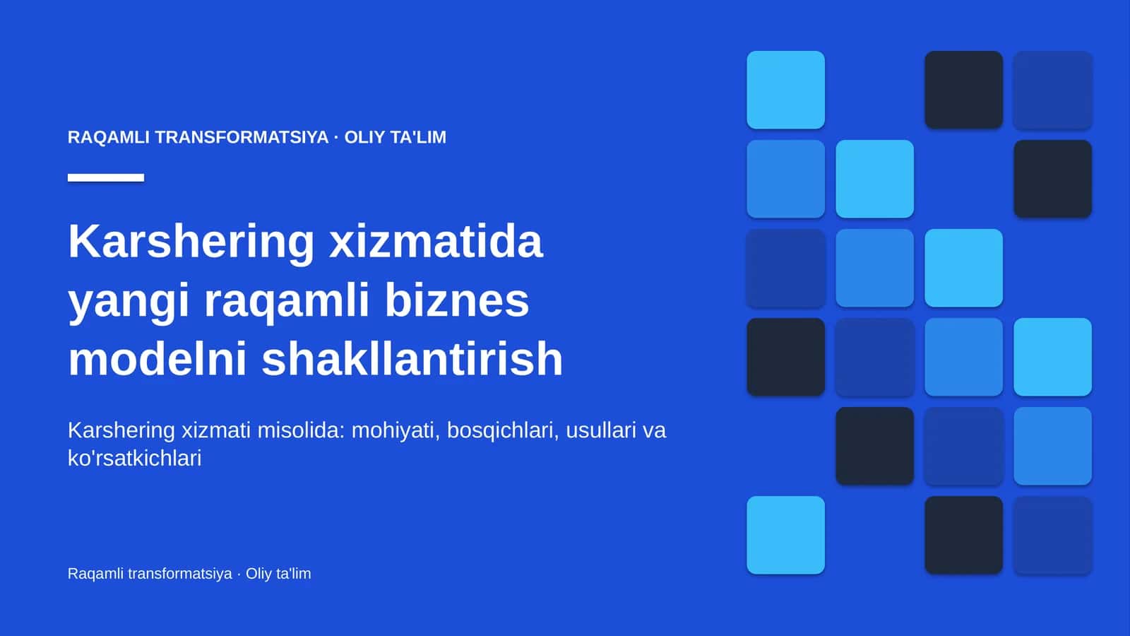 Karshering xizmatida yangi raqamli biznes modelni shakllantirish 1