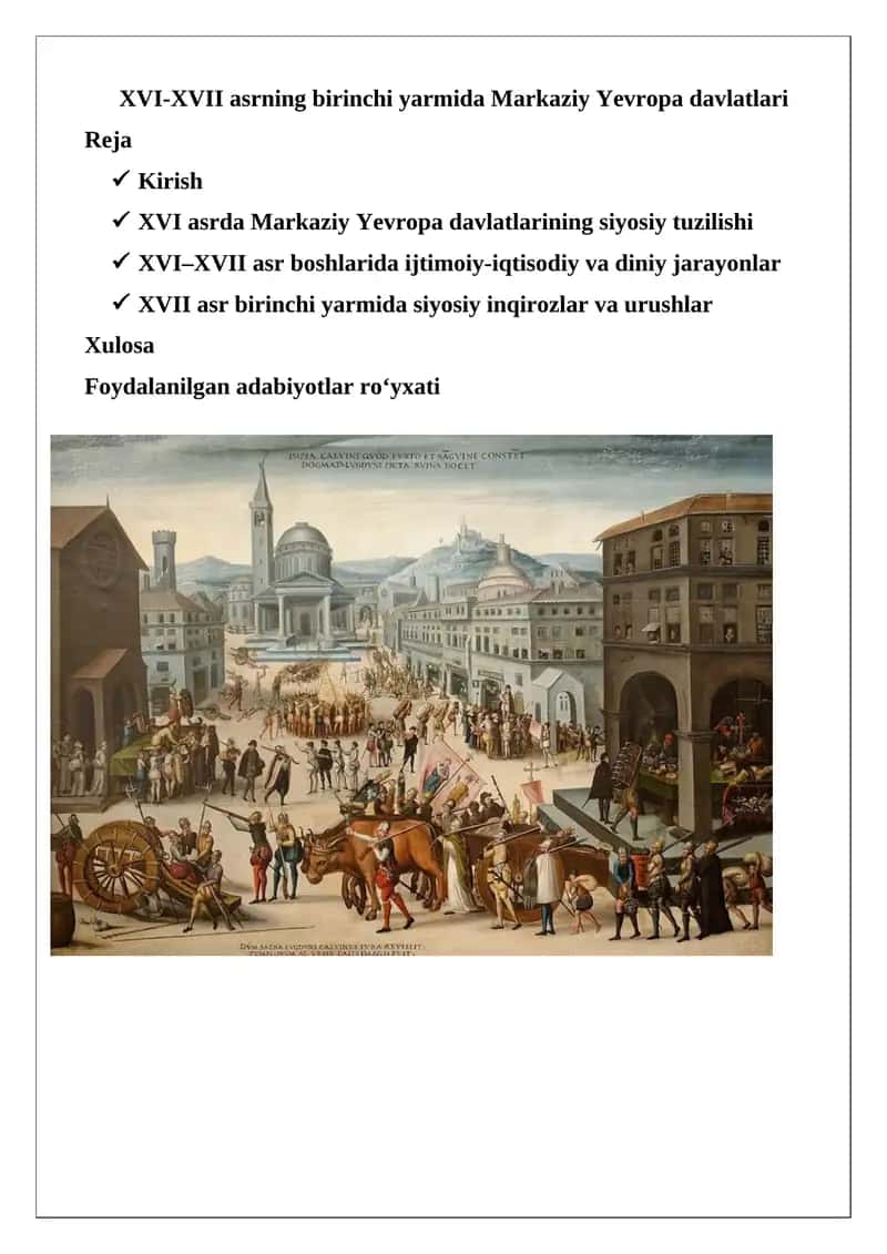 XVI-XVII asrning birinchi yarmida Markaziy Yevropa davlatlari 1
