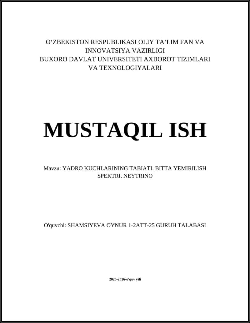 Yadro Kuchlarining Tabiyati 1
