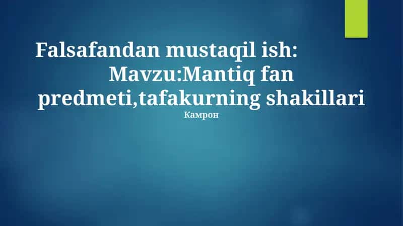 Falsafandan mustaqil ish 1