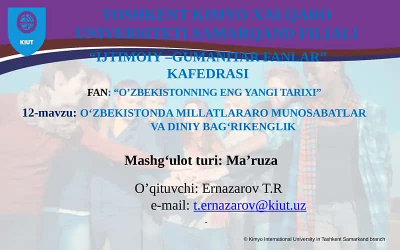 O'zbekistonda Millatlararo Munosabatlar va Diniy Bag'rikenglik 1