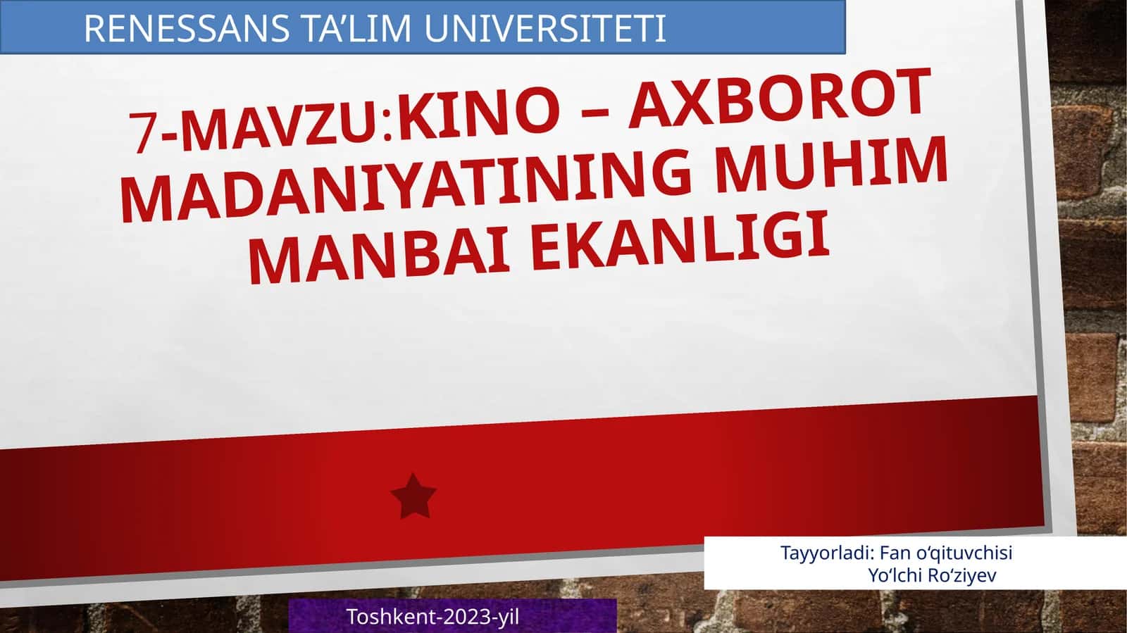 Kino – axborot madaniyatining muhim manbai ekanligi 1