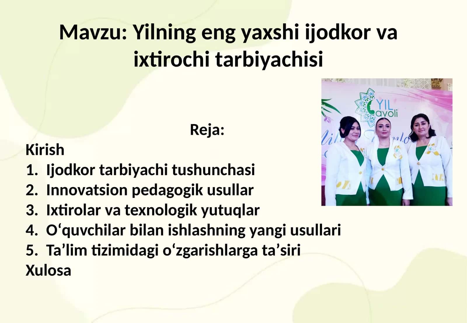 Yilning eng yaxshi ijodkor va ixtirochi tarbiyachisi 1