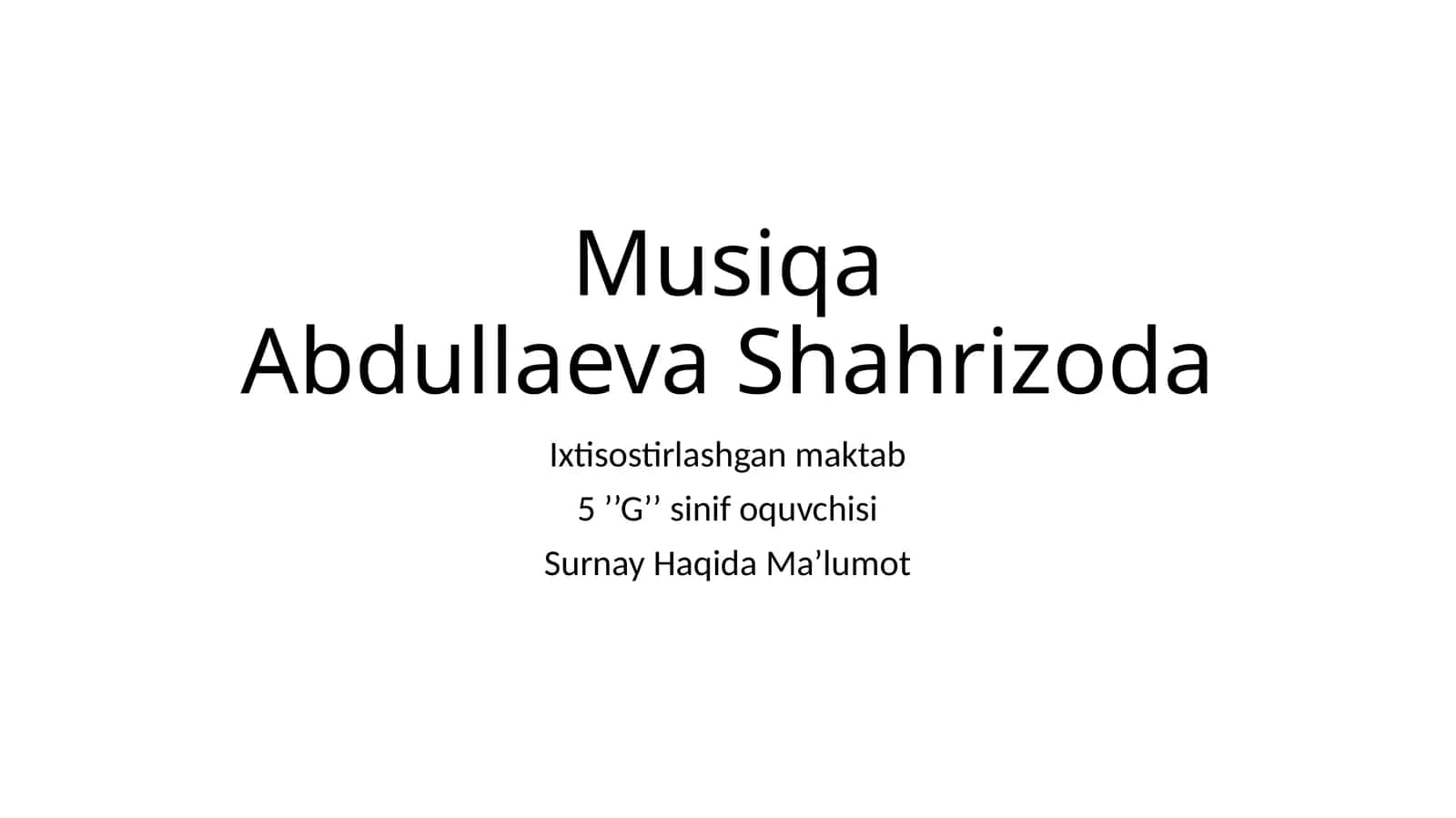 Surnay Haqida Ma’lumot 1