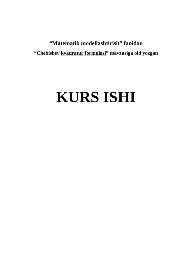 "Chebishev kvadratur formulasi" 1