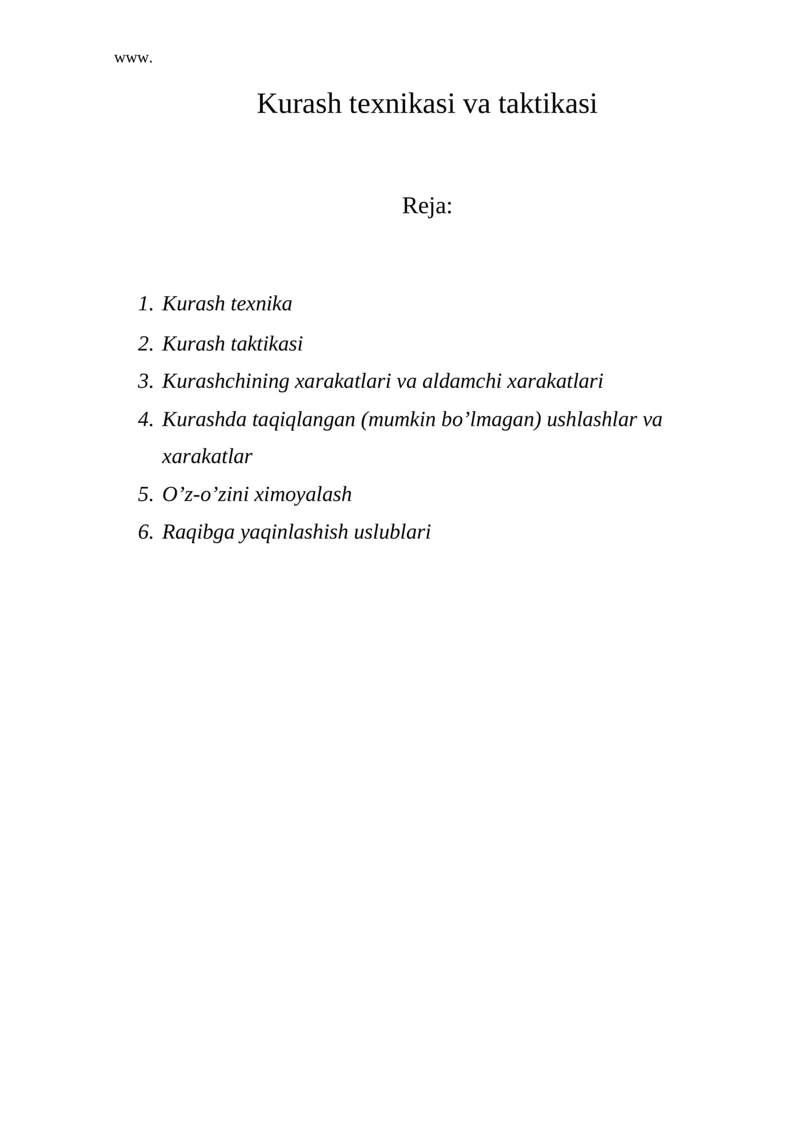 Kurash texnikasi va taktikasi 1