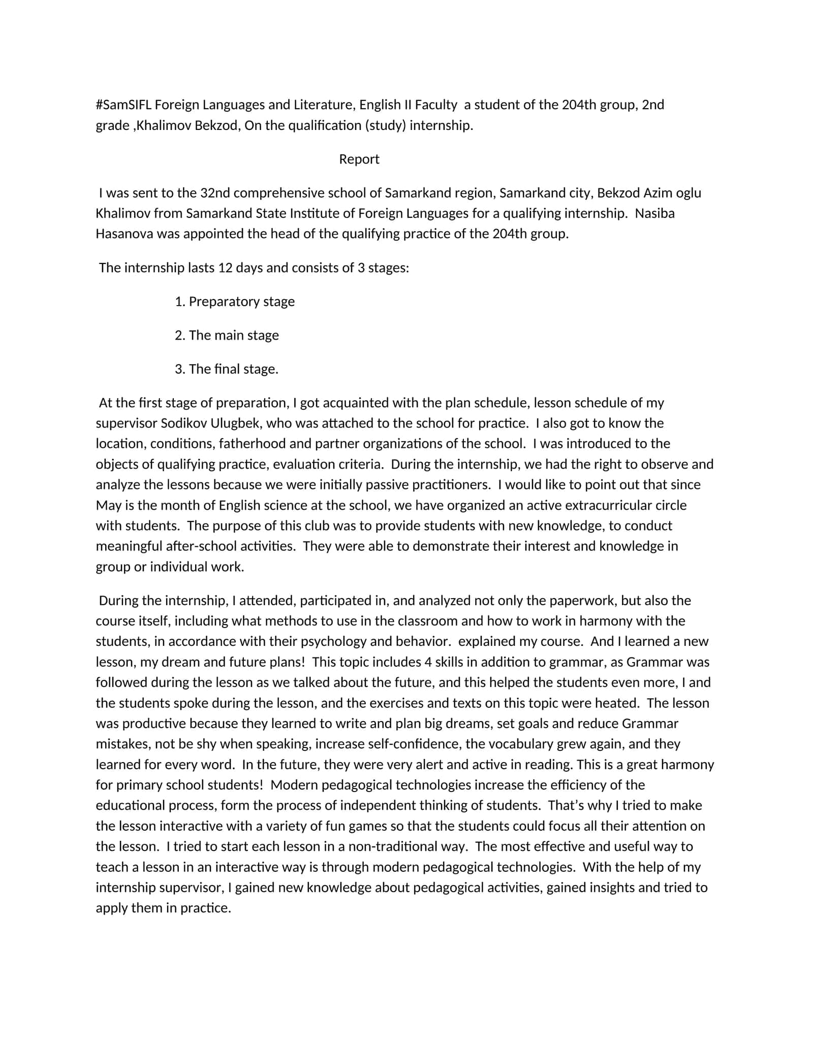 Qualifying Internship at 32nd Comprehensive School 1