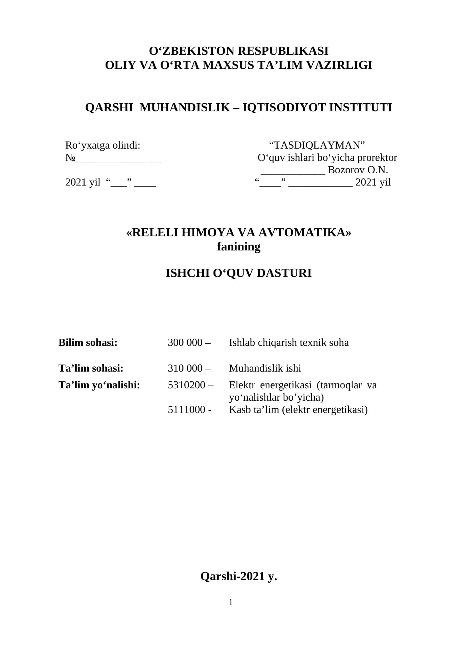 RELELI HIMOYA VA AVTOMATIKA 1