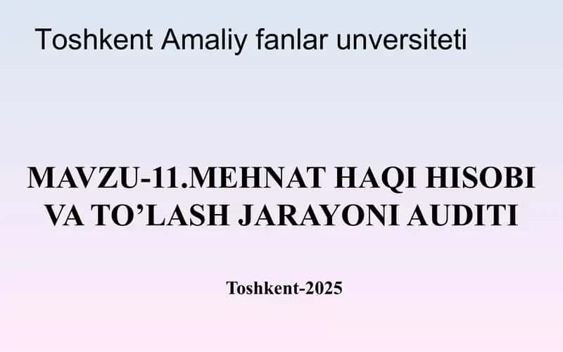 Mehnat haqi hisobi va to'lash jarayoni audit 1