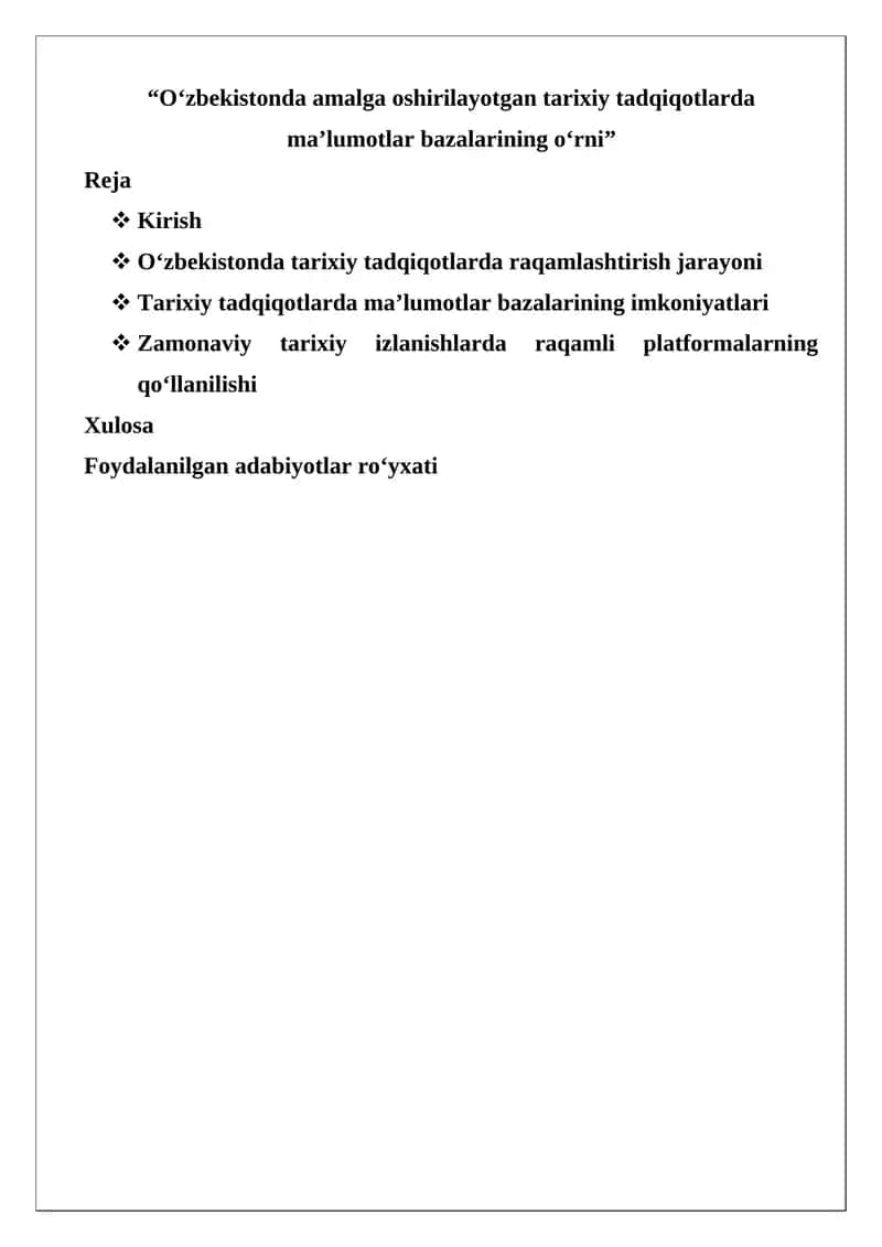 O‘zbekistonda Amalga Oshirilayotgan Tarixiy Tadqiqotlar 1