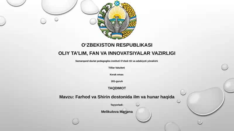 Farhod va Shirin dostonida ilm va hunar haqida 1