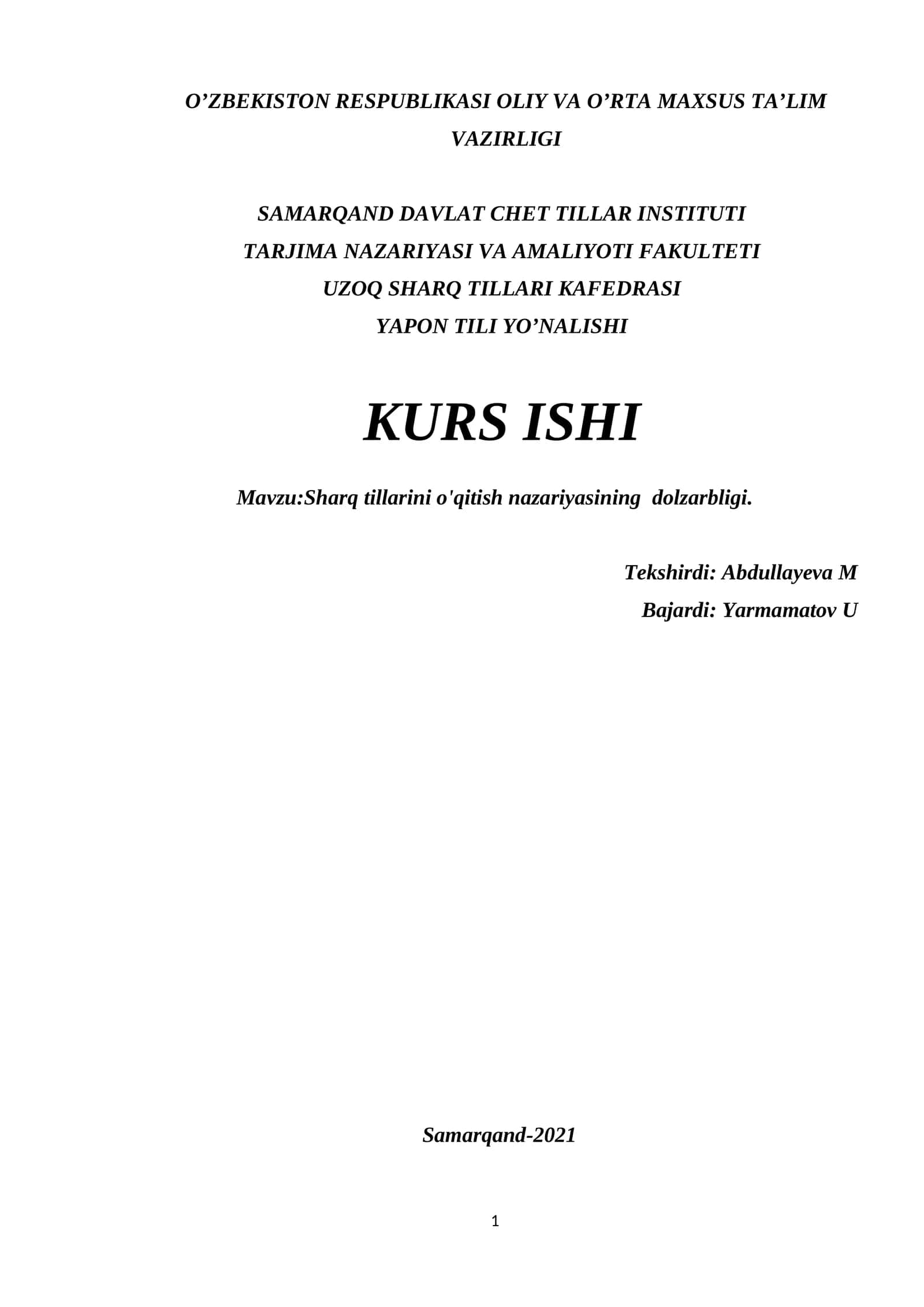Sharq tillarini o'qitish nazariyasining dolzarbligi 1