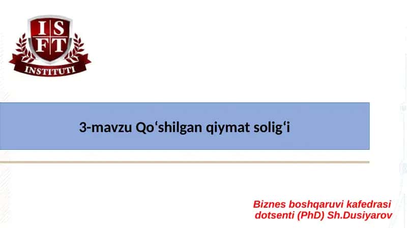 Qo‘shilgan qiymat solig‘i 1