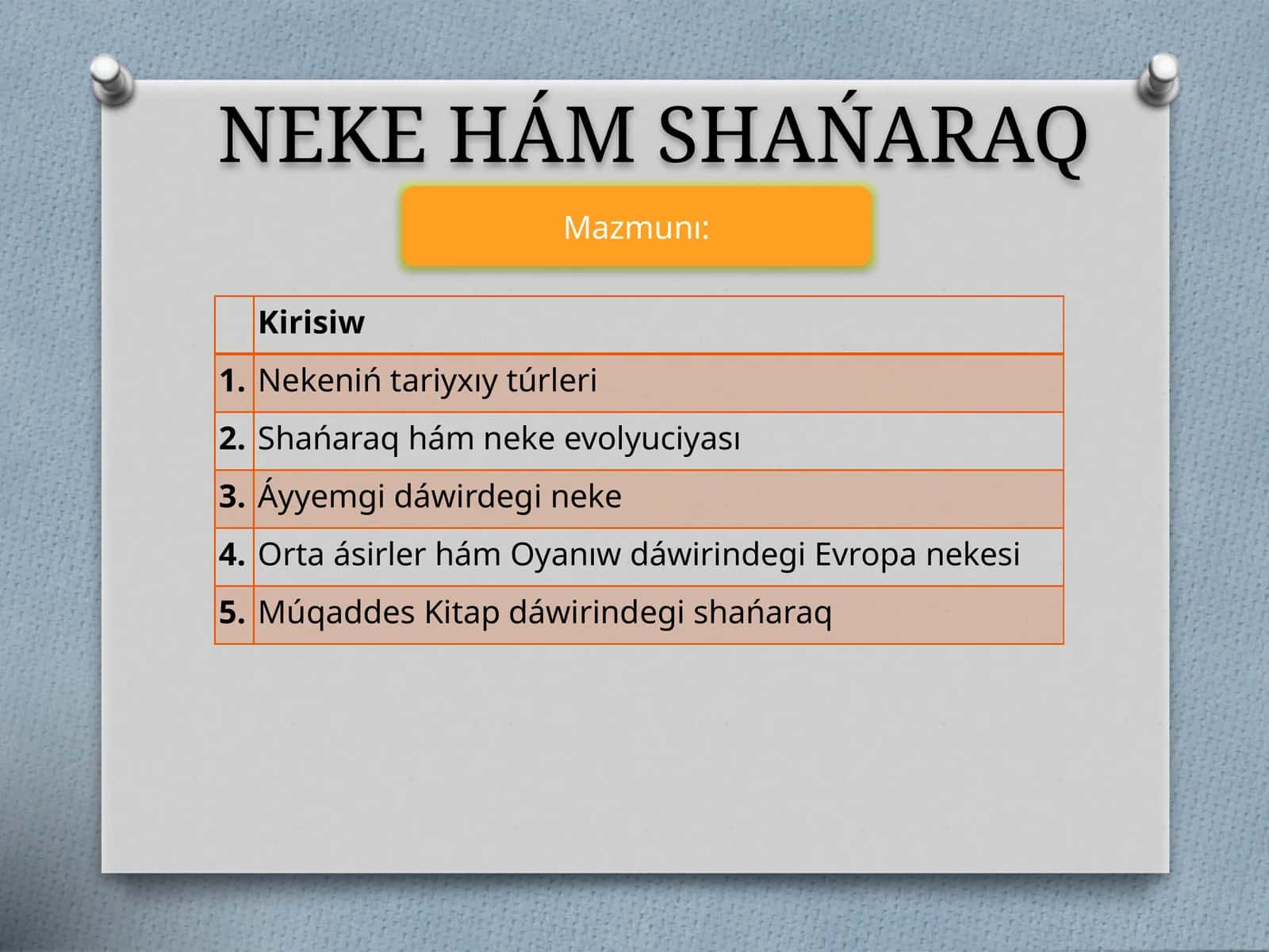NEKE HÁM SHAŃARAQ 1
