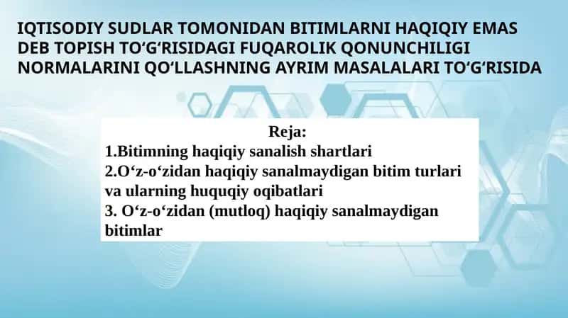 Bitimlarni haqiqiy emas deb topish 1