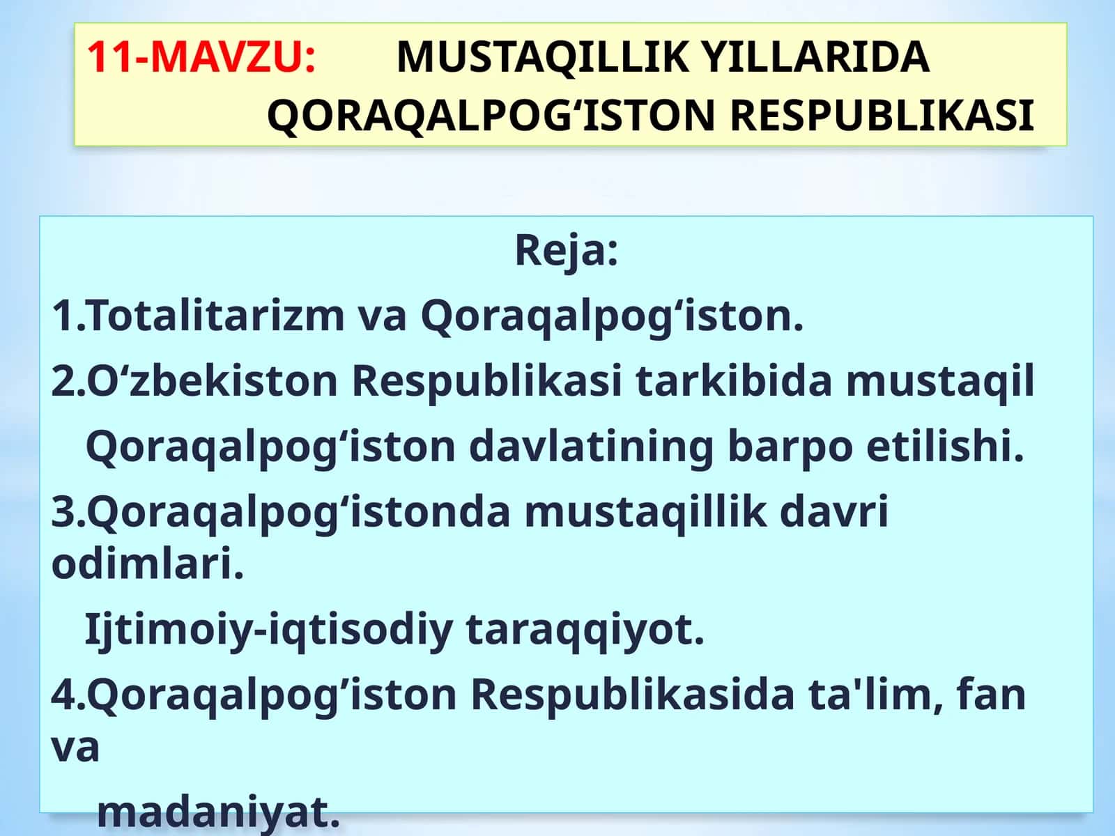 MUSTAQILLIK YILLARIDA QORAQALPOG‘ISTON RESPUBLIKASI 1