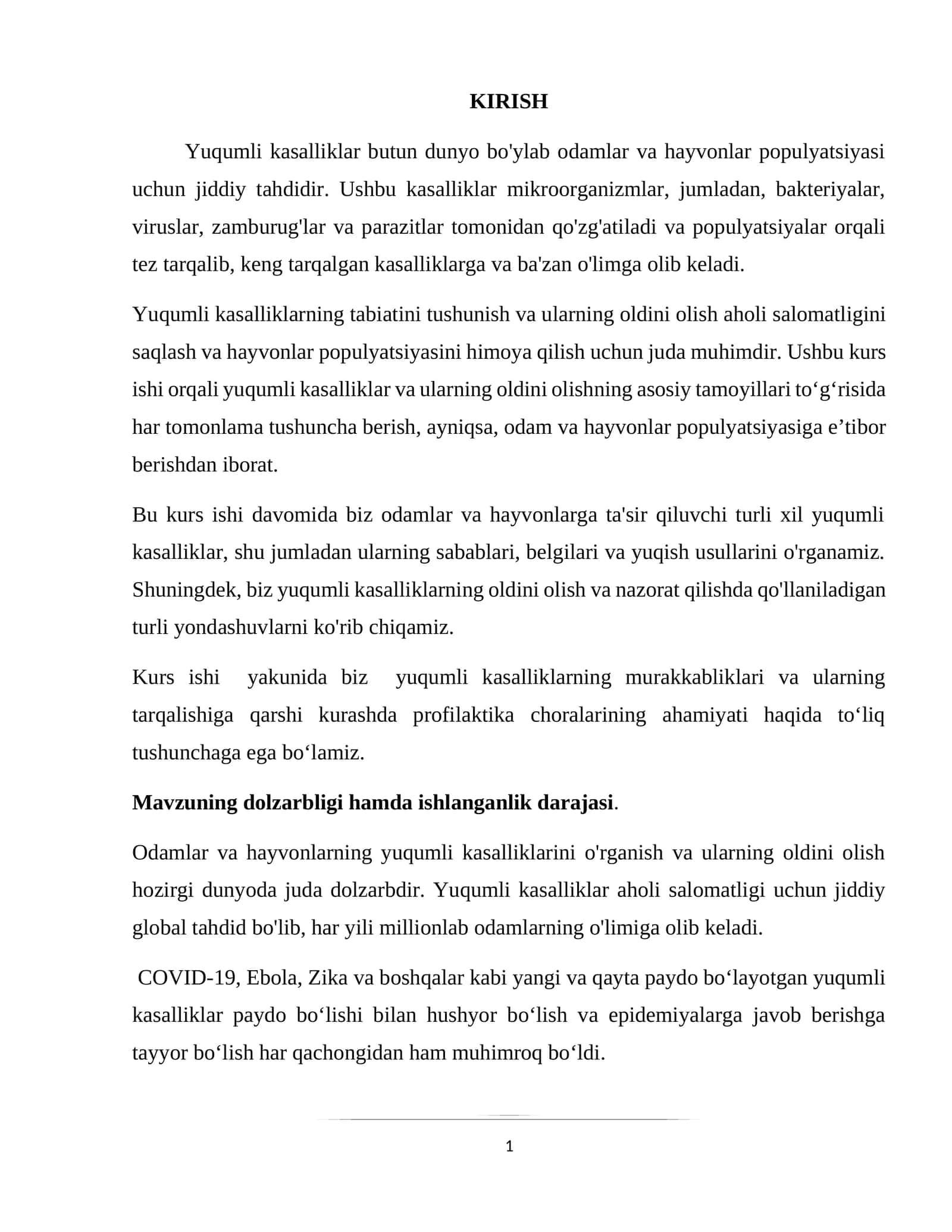 Yuqumli kasalliklar va ularning oldini olish 1