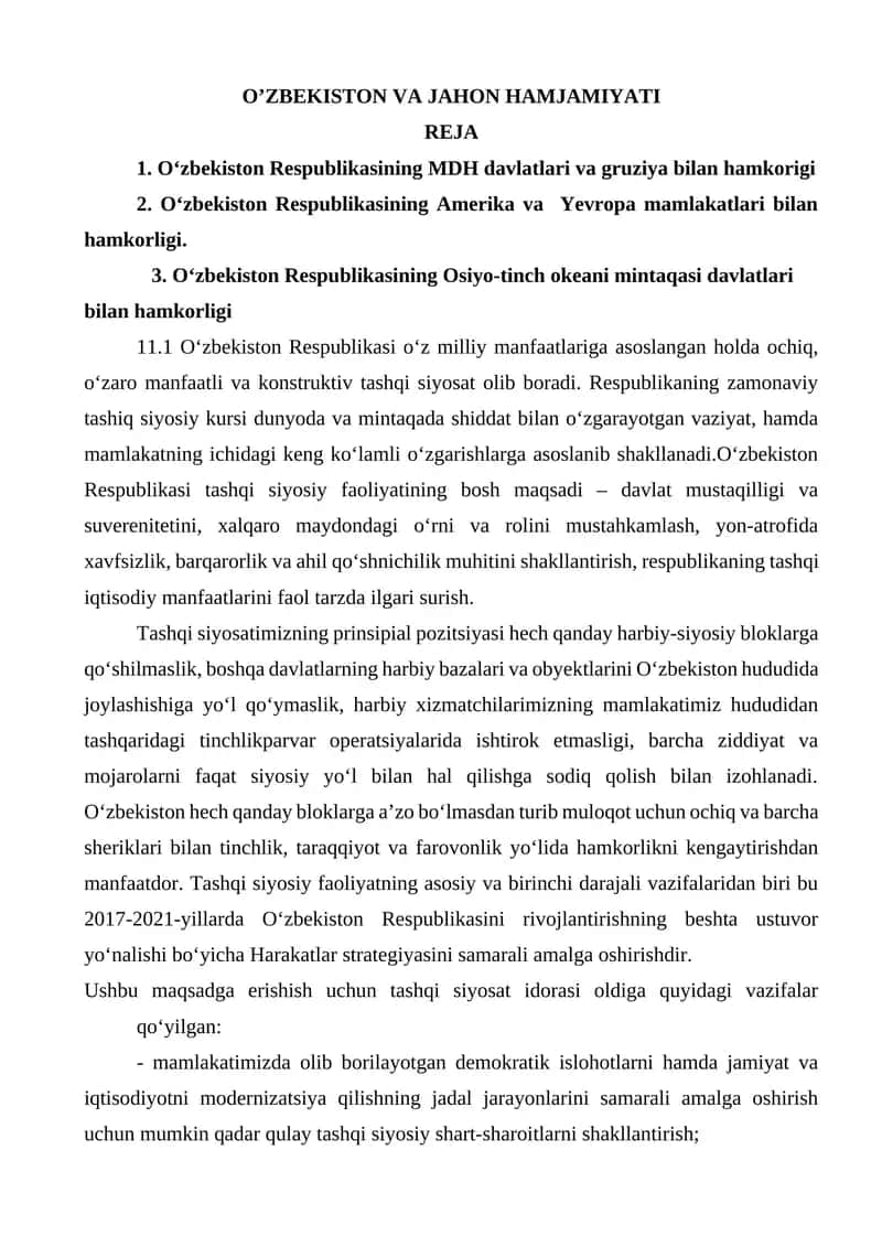 O’ZBEKISTON VA JAHON HAMJAMIYATI 1