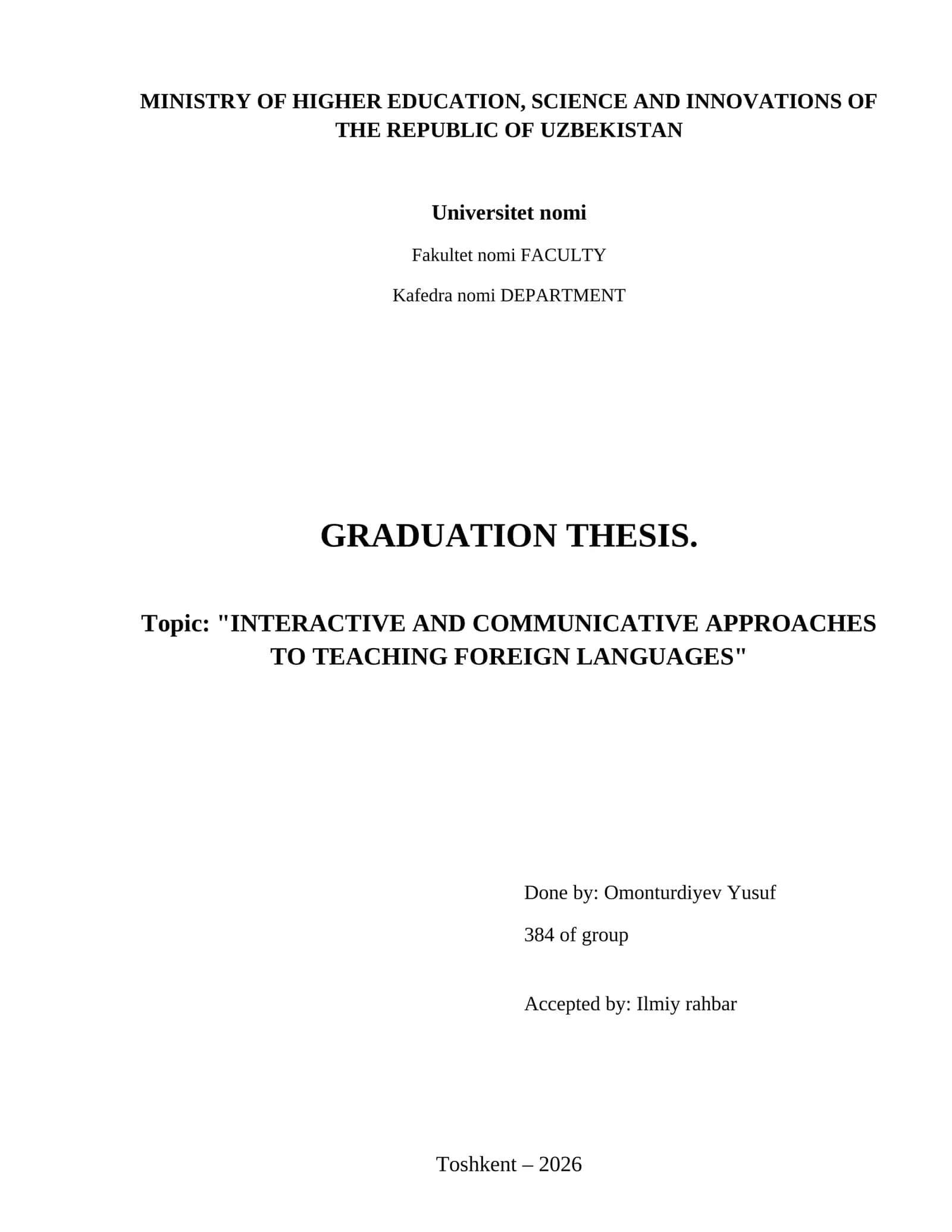 Interactive and communicative approaches to teaching foreign languages 1