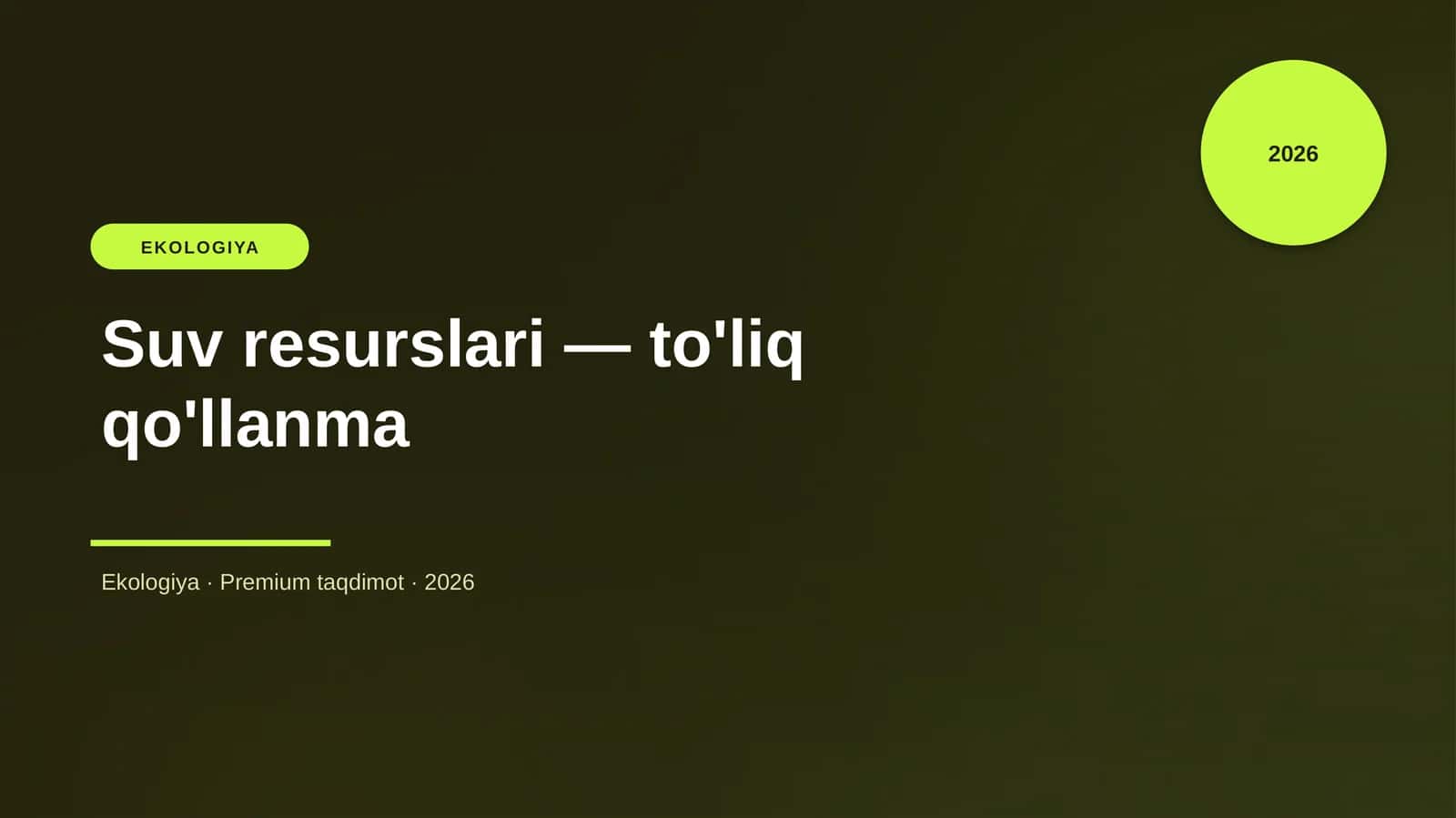 Suv resurslari — to'liq qo'llanma 1