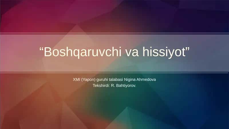 Boshqaruvchi va hissiyot 1