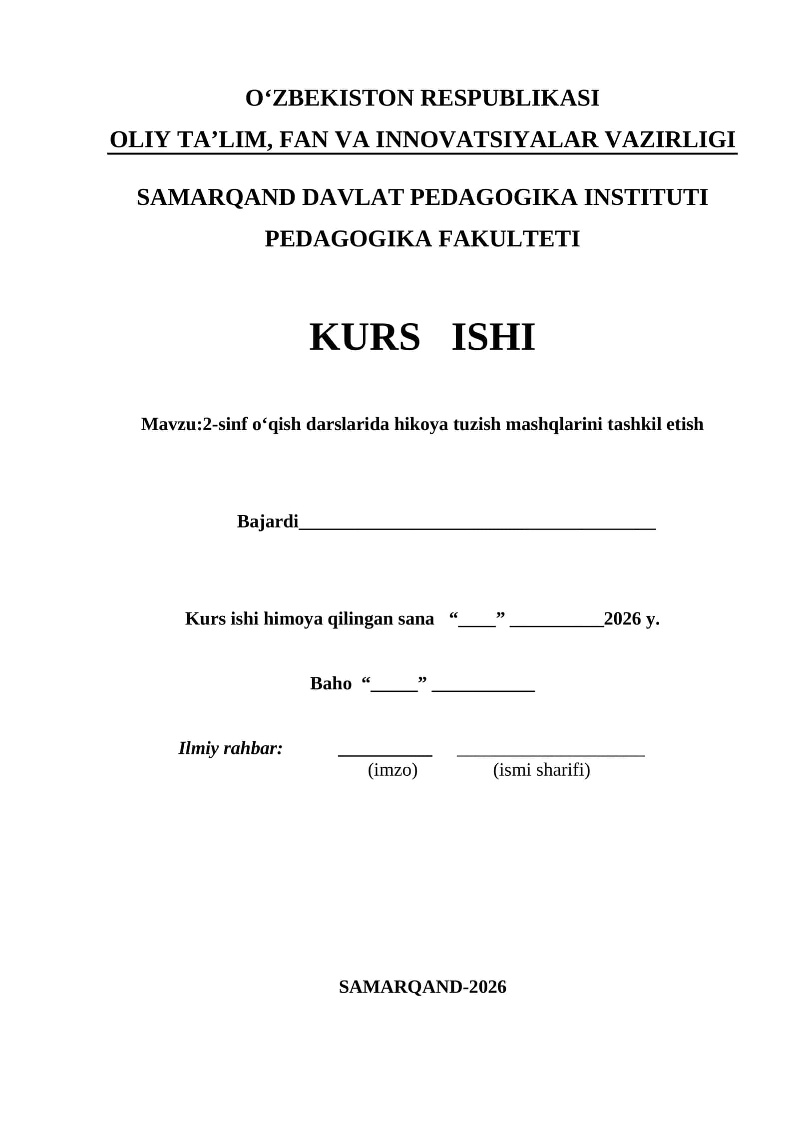 2-sinf o‘qish darslarida hikoya tuzish mashqlarini tashkil etish 1