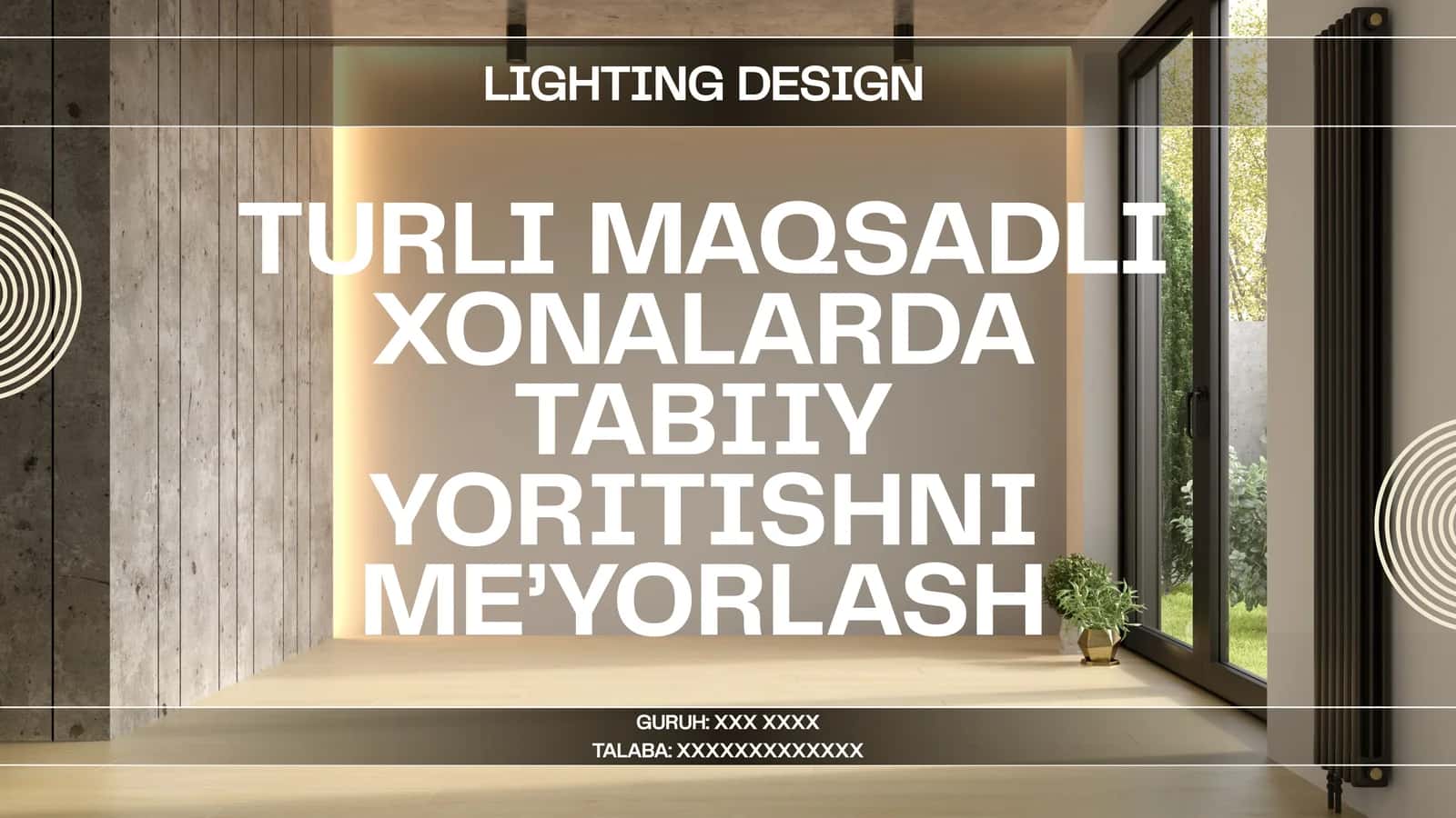 TURLI MAQSADLI XONALARDA TABIIY YORITISHNI ME’YORLASH 1