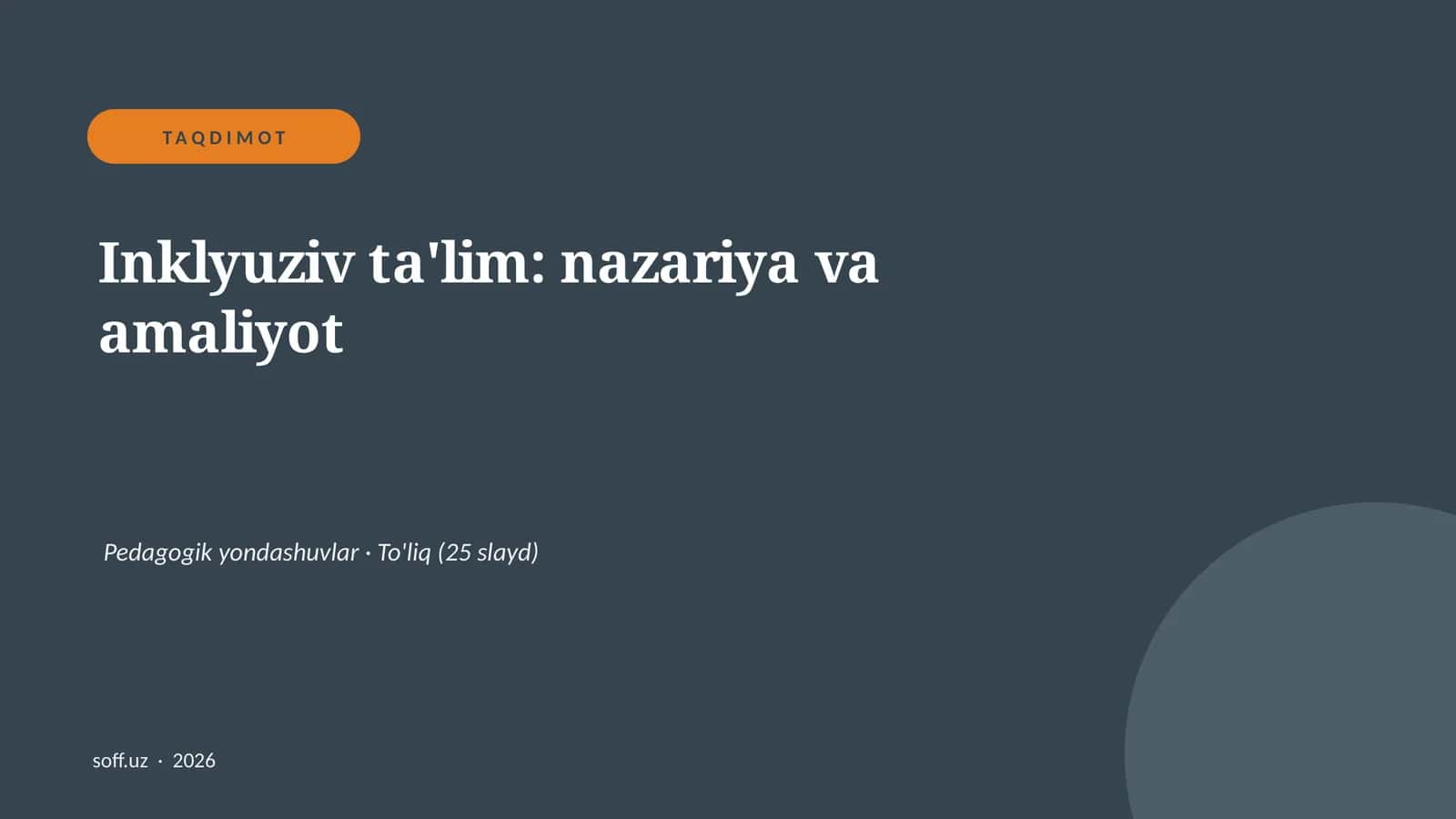 Inklyuziv ta'lim: nazariya va amaliyot 1