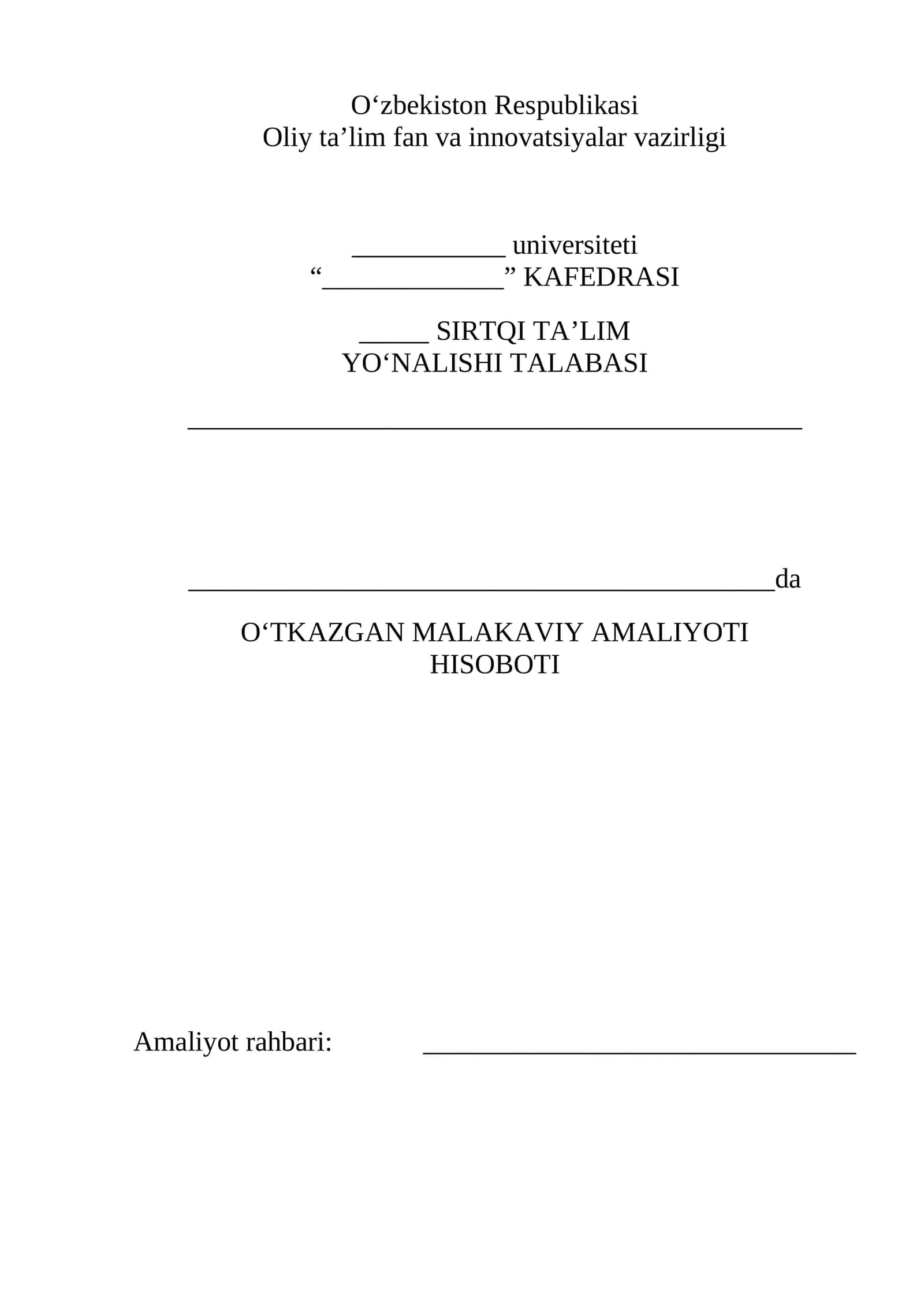 Malakaviy amaliyot hisoboti psixologiya yonalishi 1