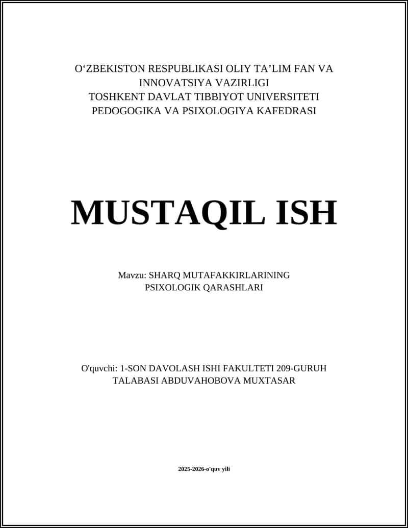 Sharq mutafakkirlarining psixologik qarashlari 1