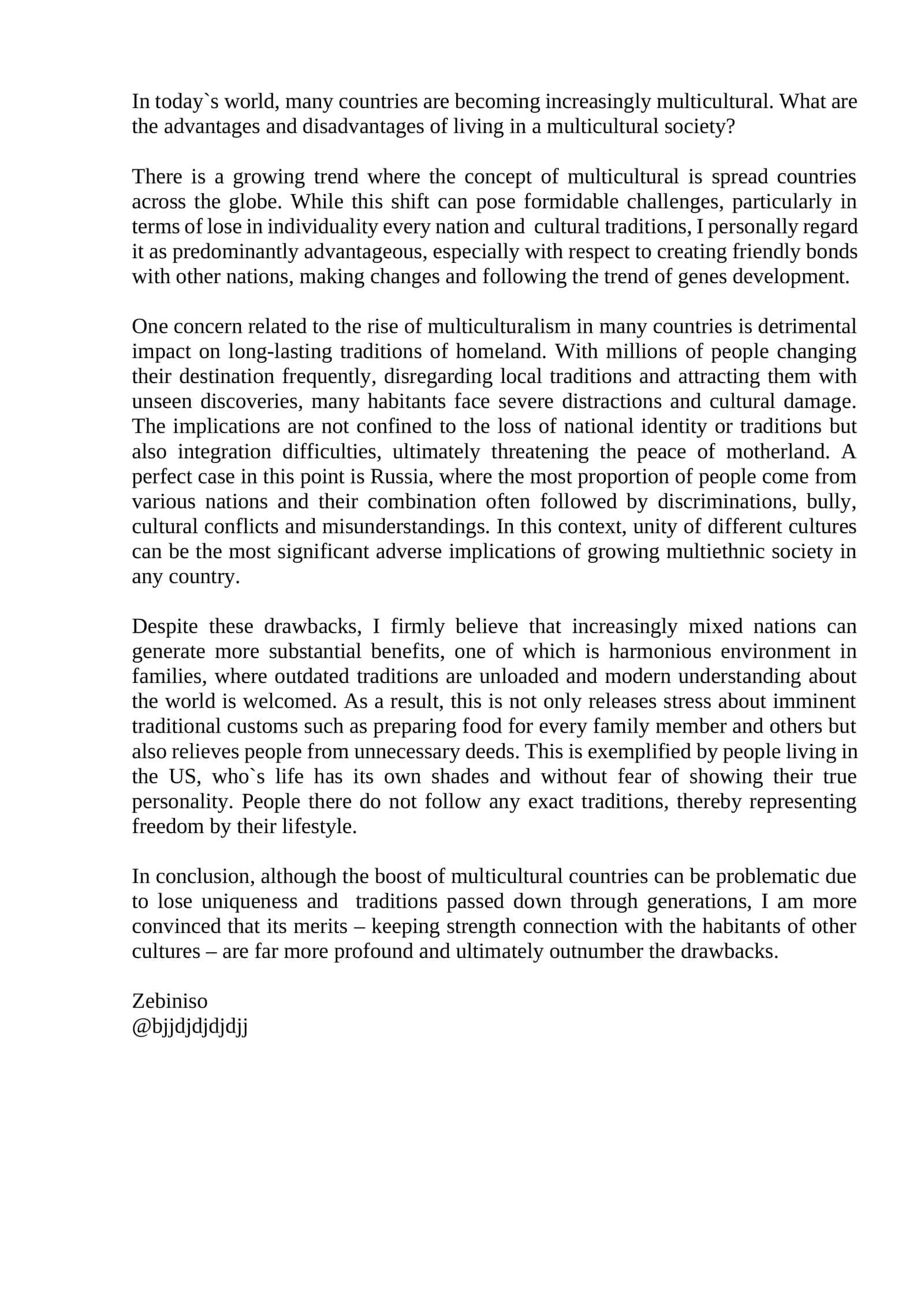 Advantages and Disadvantages of Living in a Multicultural Society 1