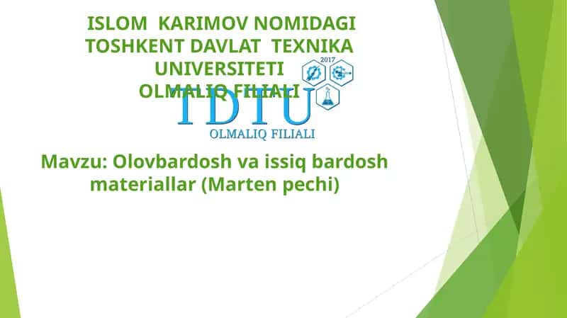 Olovbardosh va issiq bardosh materiallar (Marten pechi) 1