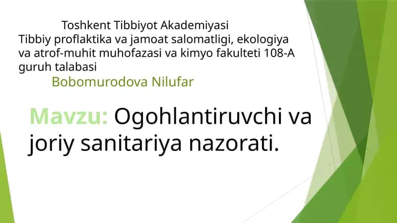 Ogohlantiruvchi va joriy sanitariya nazorati 1