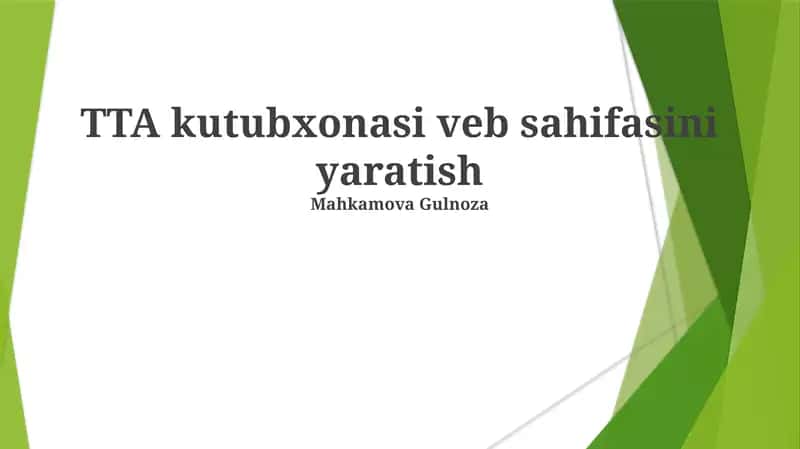 TTA kutubxonasi veb sahifasini yaratish 1