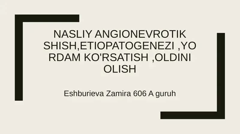 Angionevrotik shish (АШ) yoki Kvinke shishi 1