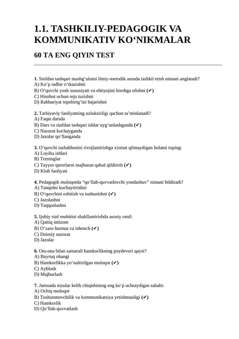 Maktab maslahatchis uchun test 1