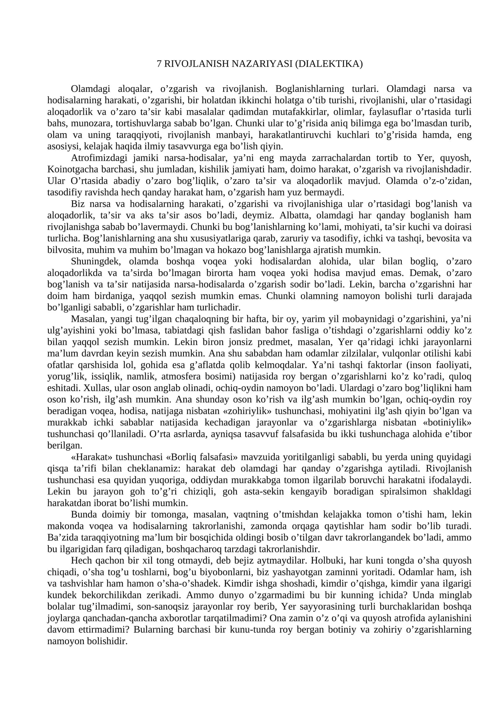 7 RIVOJLANISH NAZARIYASI (DIALEKTIKA) 1