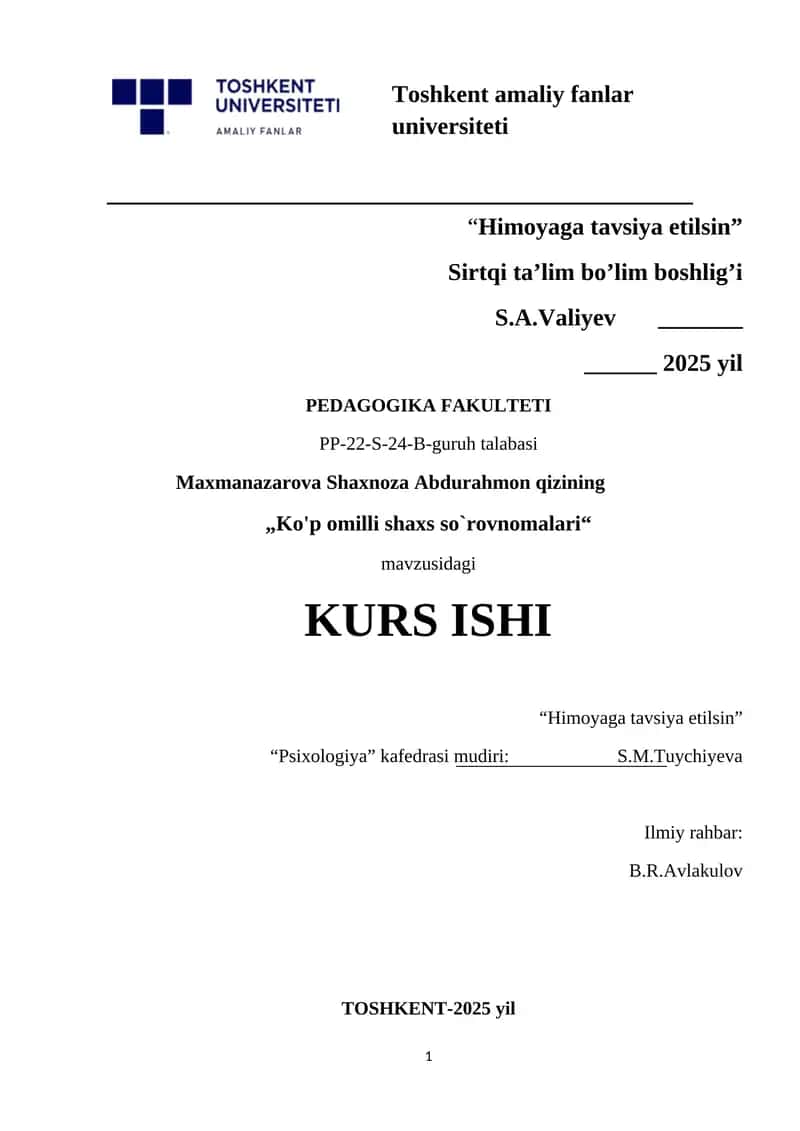 Ko'p omilli shaxs so`rovnomalari 1
