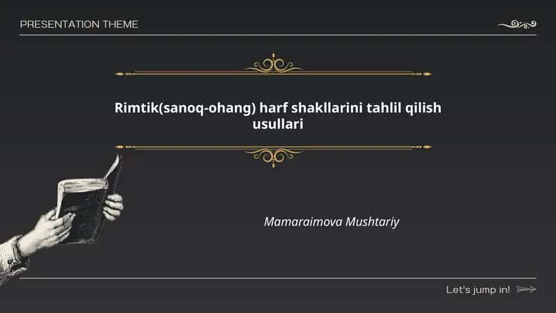 Rimtik(sanoq-ohang) harf shakllarini tahlil qilish usullari 1