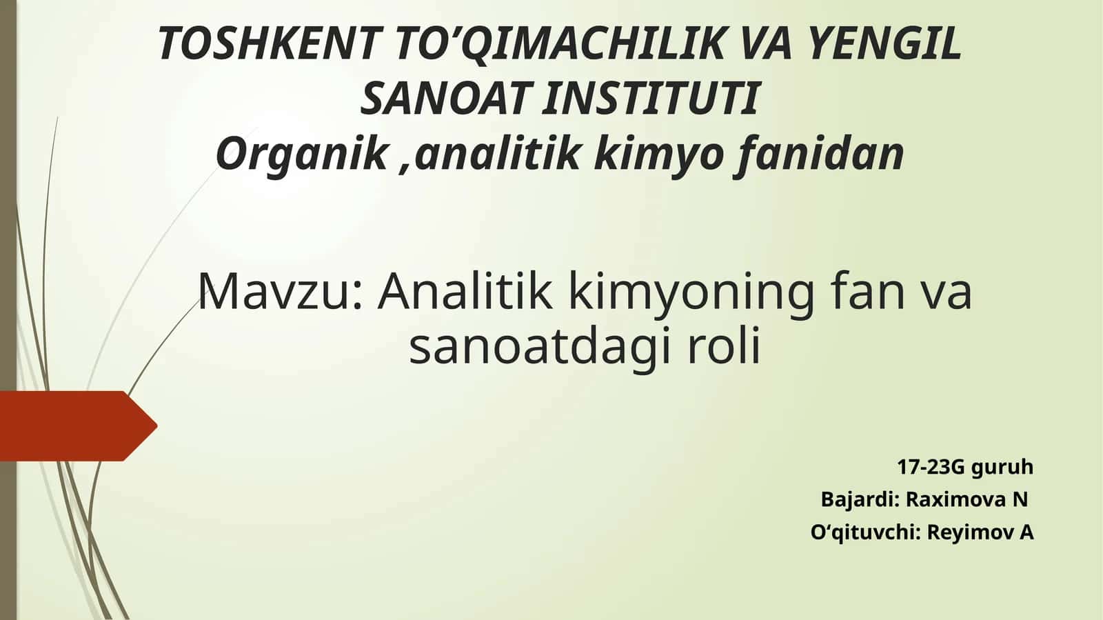 Analitik kimyoning fan va sanoatdagi roli 1