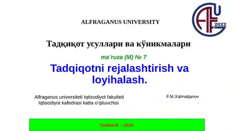 Tadqiqot Usullari va Ko'nikmalar